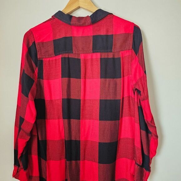 EUC LIKE NEW OLD NAVY RED PLAID TUNIC LONGSLEEVES SIZE M WOMENS - Picture 6 of 13
